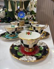 el boyaması fincan seti papatya model 