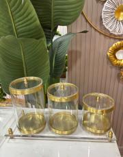 pleksi kavonoz seti 3 lü takım stand dahil 