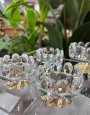 kristal lokumluk metal ayaklı altın