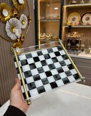 damalı tek kişilik sunum tepsisi 