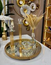 tepsi & 2 li şamdan& lotus &tüy bal  2