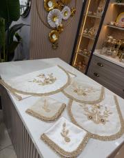 kadife salon seti 5 parça krem