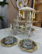 yaprak 18 parça çay seti gold