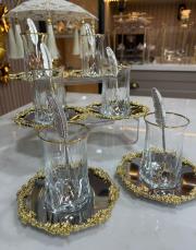 yaprak 18 parça çay seti gold 2