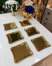 italyan başak çerçeveli tepsi gold gold