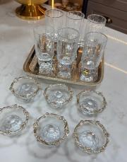 12 li set kristal bardak ve lokumluk gümüş