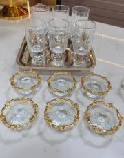 12 li set kristal bardak ve lokumluk gold 2