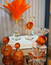 kristal bal set 6 parça [ 2 li şamdan, tüy, 2li parfüm dekor,lotus] turuncu 2