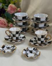 2 kişilik el boyaması set ( 2 fincan& 2 lokumluk) 