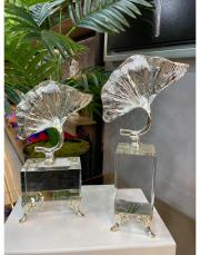 2 li yaprak kristal obje gümüş 2