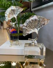 2 li yaprak kristal obje gümüş 3