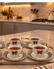 leopar bone çay seti 6 lı  2